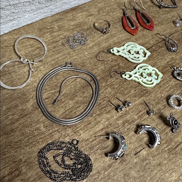 Sterling silver 925 earrings pendants rings brooch necklace chains jewelry mix - Picture 4 of 10